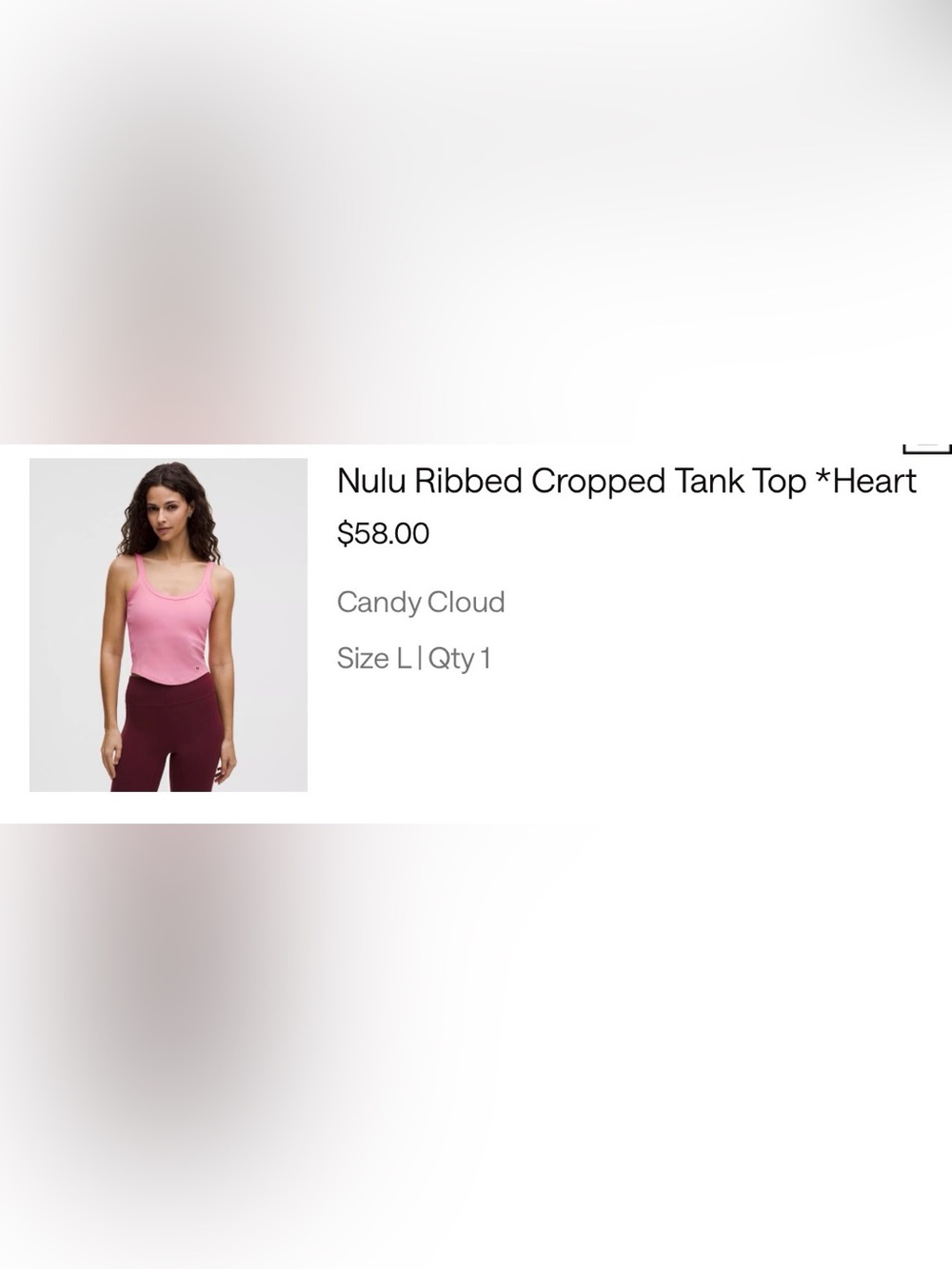 lululemon athletica Ribbed Cropped Tank Top - Candy Cloud Pink